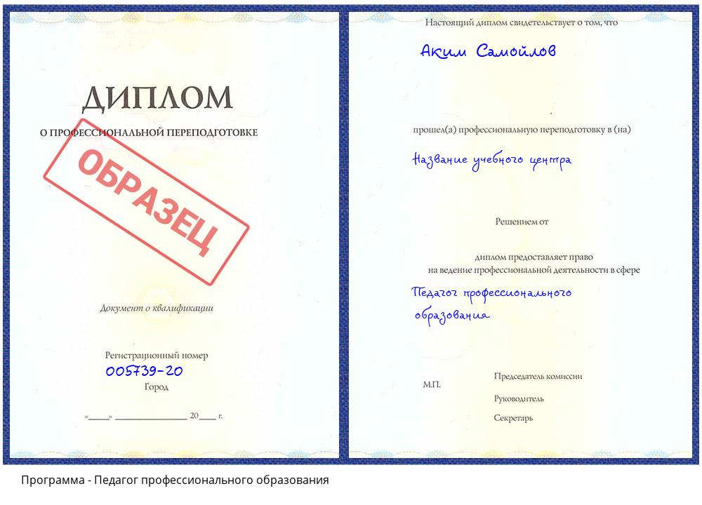 Педагог профессионального образования Комсомольск-на-Амуре