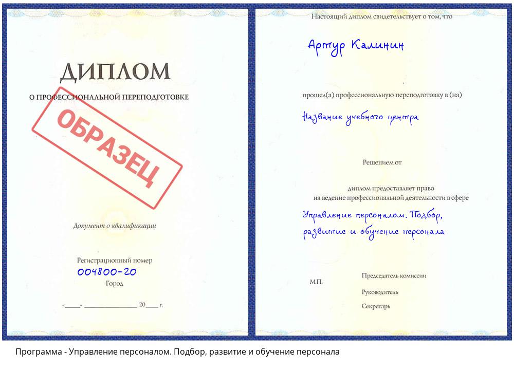 Управление персоналом. Подбор, развитие и обучение персонала Комсомольск-на-Амуре