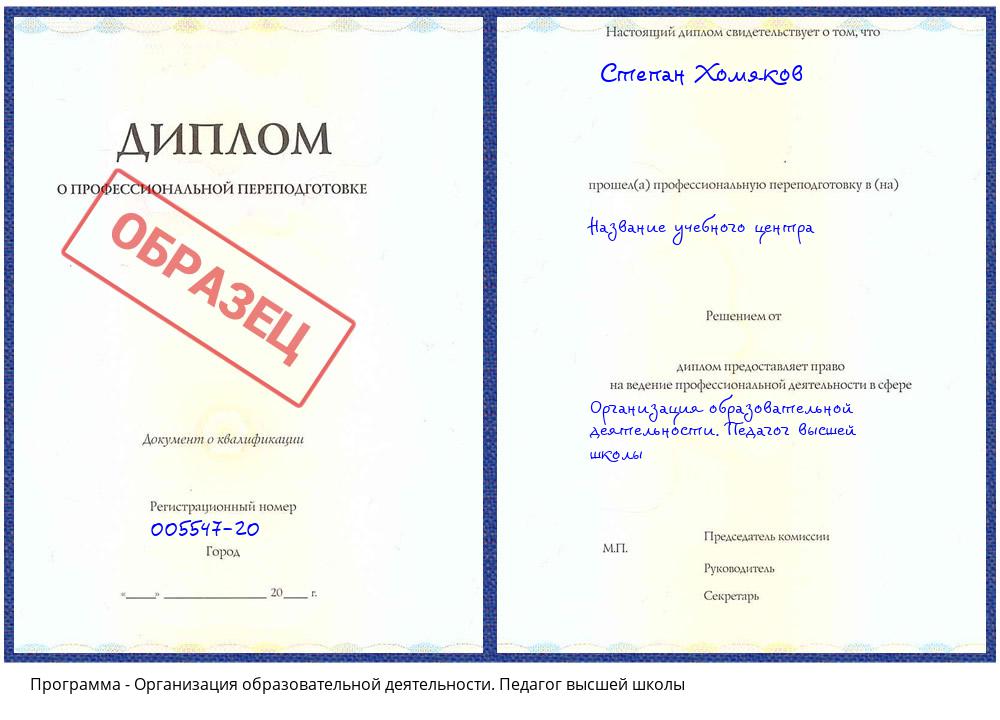 Организация образовательной деятельности. Педагог высшей школы Комсомольск-на-Амуре