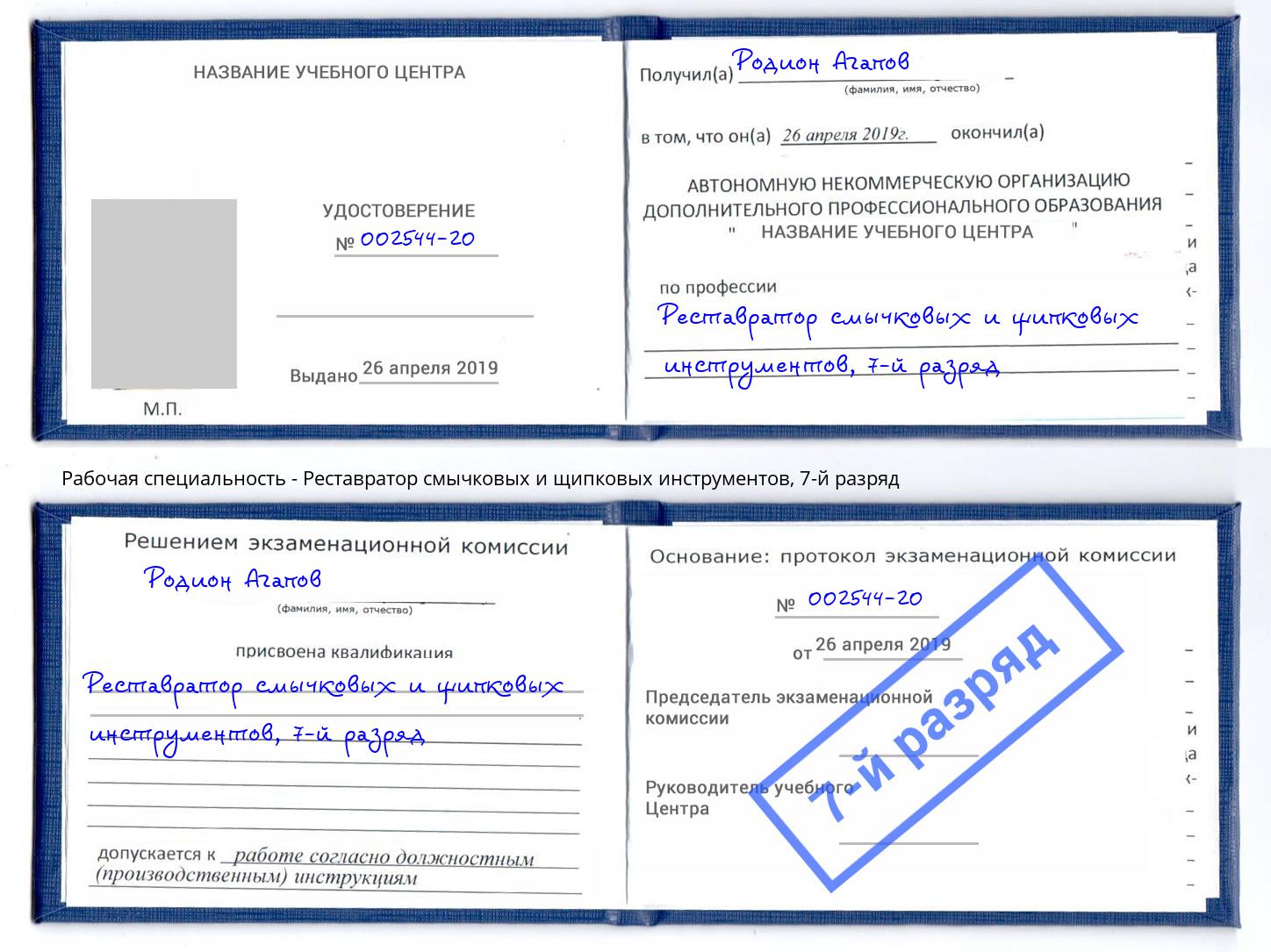 корочка 7-й разряд Реставратор смычковых и щипковых инструментов Комсомольск-на-Амуре