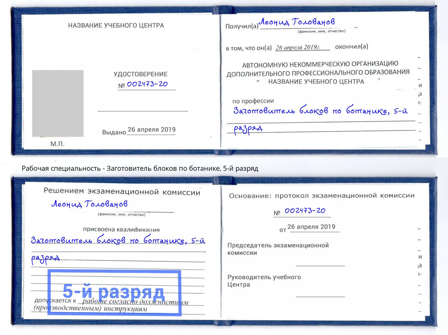 корочка 5-й разряд Заготовитель блоков по ботанике Комсомольск-на-Амуре