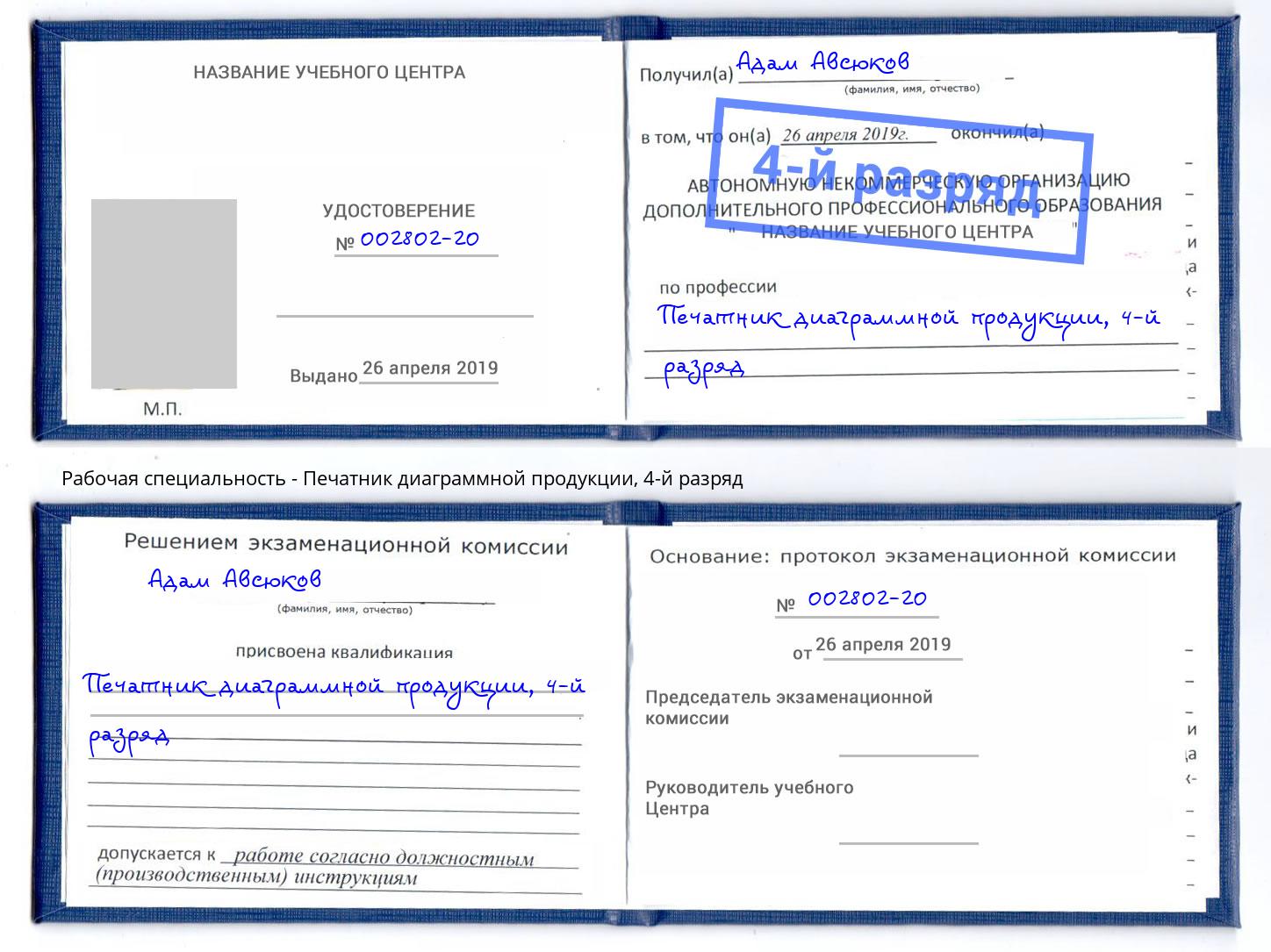 корочка 4-й разряд Печатник диаграммной продукции Комсомольск-на-Амуре