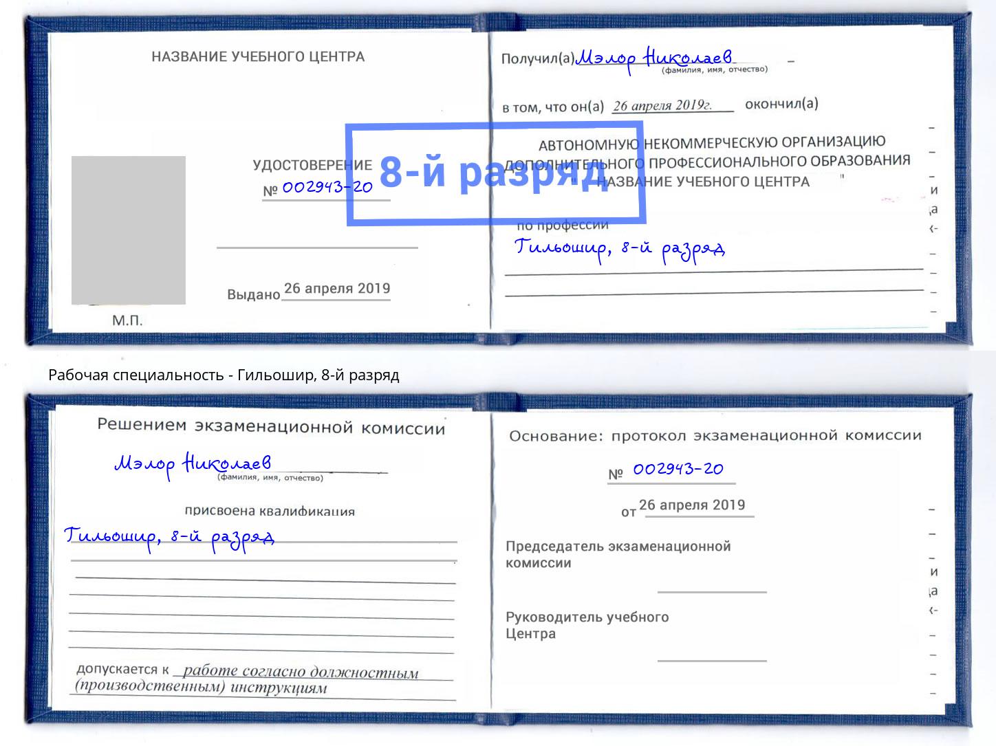 корочка 8-й разряд Гильошир Комсомольск-на-Амуре
